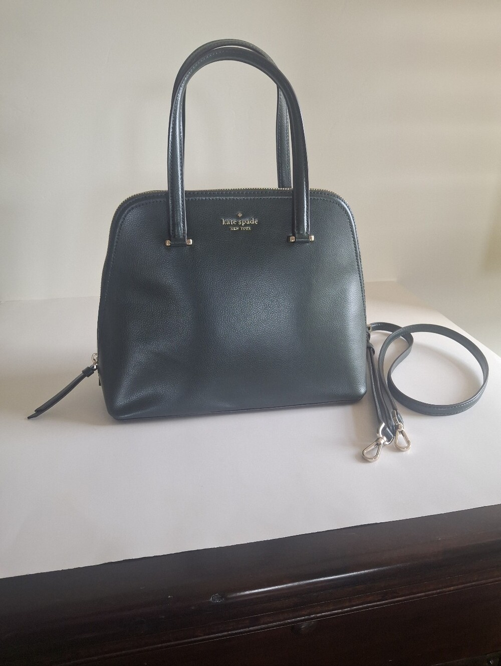 KATE SPADE " Patterson Drive" Medium Dome Leather Satchel Purse - Forest GREEN